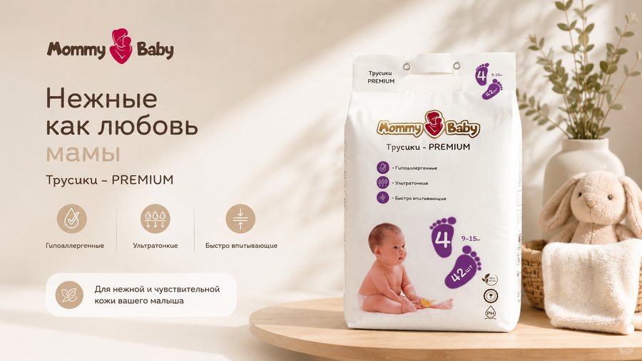 Трусики Premium — гипоаллергенные, ультратонкие, быстро впитывающие
